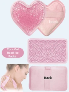 2pcs Hot And Cold Gel Bead Ice Packs-Reusable Cold Wrap, Cold Compress & Heating Pad,With Gel Bead & Soft Plush Backing Ice Wrap Gel Ice Packs Stay Cold Longer
