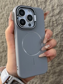 相机支架硅胶全覆盖磁性无线充电手机壳适用于 16 15 14 13 12 Pro Max 11 柔软防震保险杠保护壳外壳防水防摔防刮 - 灰色 - 查看 3