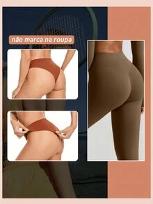 10 Seamless Laser Cut Thong Panties Simple Does Not Mark Clothes - Black - View 5