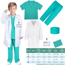 6pcs/7pcs Doctor Costume Set, Surgeon Outfit, Children Doctor Costume, 7PCS Includes Kids Decoration Glasses Medical Dress Up Costume For Boys Girls, Nurse Uniform And Accessories, Halloween Doctor Party Costume, Professional Doctor Outfit For Kids, Gifts For Boys And Girls (Without Stethoscope, Random Accessory Color)