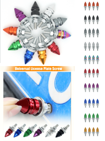 Kit de sujetadores de acero inoxidable M6 de 4 piezas - Kit de tornillos para placa de matrícula de acero inoxidable - Accesorios universales de aluminio para automóviles, camiones, accesorios de motocicleta, accesorios para automóvil