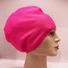 1 pieza Gorro de natación talla grande, diseñado especialmente para hombres y mujeres con cabello largo, grueso y rizado, trenzas, trenzas africanas, mantiene el cabello seco para la piscina, la playa, artículos esenciales de playa, accesorios de playa, flotador de piscina - Negro - Ver 9