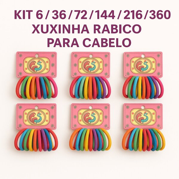 KIT 6/36/72/144/216/360 Unidades Médio Xuxinha Para Cabelo de Meia e Elástico Para Cabelo Scrunchie