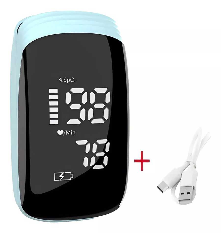 Oximetro Digital Recargable Usb C, Pulso De Dedo Muy Preciso - Azul - Ver 1