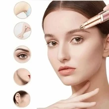 1 件 USB 充电电动修眉器，女士修眉器，鼻毛修剪器，卸妆器，多功能身体剃须刀，卸妆刷，口红形状，用于眉毛和面部剃须 - 彩色 - 查看 9