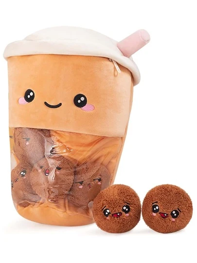 Söt påse med Boba-te-plyschleksak, fylld bubbelte-plyschkudde, avtagbar mjuk mellanmålskudde i form av tekopp, kreativa presenter för barn - 6 dockor