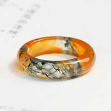 1pc Natural Crystal Ice Seed Floating Green Flower Water Grass Agate Ring, Ring Ring, Quartz Crystal Green Gemstone Ring, All Hand-Carved, High-End Fashion Tail Finger, Fortune, Luck, Fashion Couple Jewelry, Engagement Ring, Family Gifts, Christmas And Various Holiday Party Gift Rings, Crystal Gifts (Random Gift Box) - Red - View 1