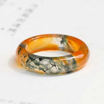 1 pezzo Anello con fiore verde galleggiante, cristallo di agata naturale verde e gemme di quarzo, tutto intagliato a mano, alta moda, anello dito mignolo, fortuna, anello di coppia alla moda, anello di fidanzamento, regalo per la famiglia, regalo per Natale e altre festività, regalo di cristallo (scatola regalo casuale)