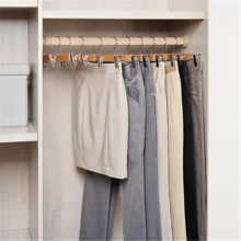 10/15个装天然木制衣架，带可调节金属夹的木制裤架/裙架 - 彩色 - 查看 6