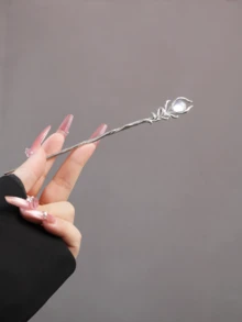 1支装、2支装、3支装、4支装高端优雅合金发簪，适合日常佩戴，可作发髻、发夹、发髻器、发饰、发型针、礼品套装、发饰、头部饰品 - 銀色 - 查看 7