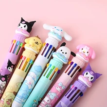 Sanrio Sanrio 2pcs/6pcs/12pcs Kulomi 10 Color Button 0.5mm Ballpoint Pen, Fast Drying Ink That Won't Get Dirty, Multiple Colors For Easy Note Taking, Multi-Purpose, Office Supplies, Holiday Gift 61 Gifts (Random Styles)