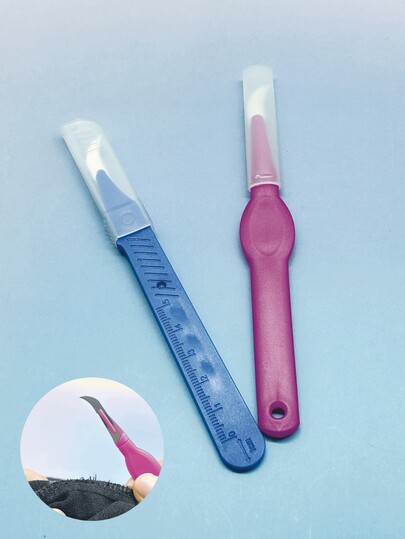 Rose Red & Blue Ergonomic Plastic Handle Seam Ripper, Multipurpose Sewing Unpicker And Cutter With Protective Cover