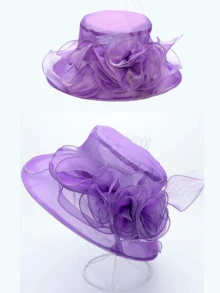 1 件女士优质欧根纱材质玫瑰花网眼太阳帽，透气、时尚、轻便，适合女性日常外出、旅行、宴会、聚会 - 彩色 - 查看 4