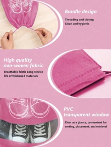 10 Stücke Einweg Nicht-Webstoff Anti-Gelbsucht Tasche Einfarbig Grau Nicht-Webstoff Staubdichte Schuhüberzüge Schuhaufbewahrungstaschen Feuchtigkeitsbeständig Reiseschuhverpackung Schutztasche Minimalistische Graue Kordel Staubdichte Reiseschuhbeutel Staubdichte Kordel Schuhzubehör Schuhaufbewahrung Schuhbox Schuhorganizer Haushaltsartikel Schuhaufbewahrungstasche für Zuhause und Reisen Grauer Staubschutz Schuhüberzug - Pink - Übersicht 3