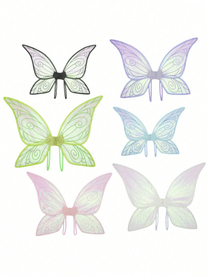 1 pieza Alas de hada de organza, Alas de mariposa para el Día de San Valentín, Alas de ángel, Disfraces de niña y mujer para Pascua, Alas de vestido para Halloween, Disfraz de Halloween para niños