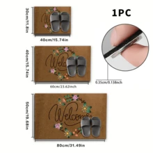 1 pezzo Tappeto in diatonite antiscivolo con stampa "Benvenuto", tappeto rettangolare stampato in 3D, adatto per ingresso, soggiorno, cucina, camera da letto, corridoio, bagno, lavanderia - tappeto in poliestere per decorazione interna ed esterna della casa - Multicolore - Visualizzare 2