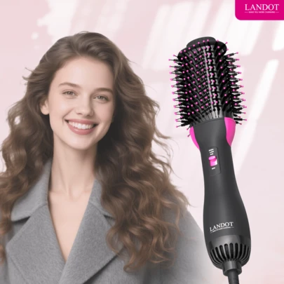 LANDOT Hair Dryer Brush Blow Dryer Brush In One: Plus 2.0 One-Step Hot Air Stylers And Volumizer - Lightweight Hairdryer - 4 In 1 Hot Air Brush For Drying Straightening Curling Volumizing Hair