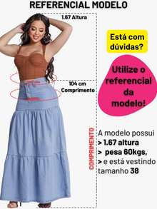 Taue Jeans Women's Long Jeans Skirt Tres Marias Without Lycra High Waist Round Denim Fashion - 輕便牛仔褲 - 查看 3