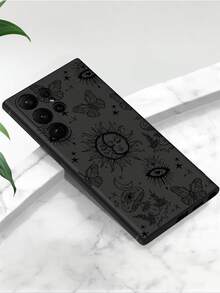 1pc Creative Cartoon Sun Moon Star Angel Eye Mushroom Butterfly Anti-Drop Anti-Slip Black Phone Case Compatible With IPhone 17/17 Air/17 Pro/17 Pro Max, Honor, Redmi, Galaxy A04e/A05s/A13/A14/A15/A34/A35/A50/A52/A53/A54/S21/S22/S23/S24/S25/S25Ultra, 6A/7A/8A, 12T/13T/14T - Black - View 4