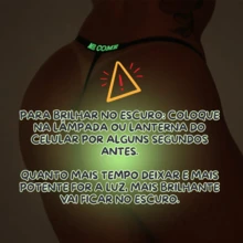 Tulle Thong Panty With Glow In The Dark Phrases - 黑色 - 查看 4