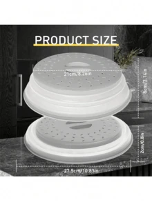 1PC Silicone Microwave Splatter Cover With Steam Vent, Gray Silicone And Plastic Microwave Food Cover, Prevents Splattering And Keeps Microwave Clean, Space-Saving Design, Easy To Clean And Store, Heat Resistant, Perfect For Reheating Food, Fits Most Standard Size Plates And Bowls. - Multicolor - View 5