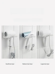 1pc Wall-Mounted Hair Dryer Holder With Plug Hook, Bathroom Storage Rack, Easy To Use Styling Tool Organizer, No Drill Required Bathroom Organizer Bathroom Decor Summer