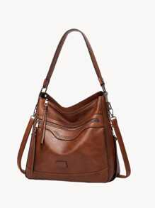 Bolso de hombro de piel sintética de moda, bolso tipo mensajero, bolso de mano para dama, bolso de mujer con flecos, bolso de tote vintage con correa ajustable para uso diario, trabajo y negocios de las mujeres