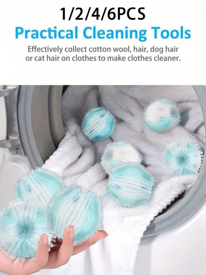 宠物毛发去除洗衣机球，神奇洗衣球，可重复使用且耐用的绒毛收集器，尼龙洗衣球，易于去除衣物起毛，使衣物和床上用品保持无毛，去除宠物毛发和污垢，宠物主人的必备品