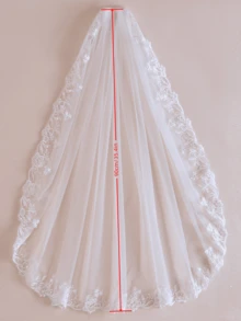 Wedding Bridal Veil With Comb 2 Tiers Lace Applique Edge Veil Fall Clothes For Women