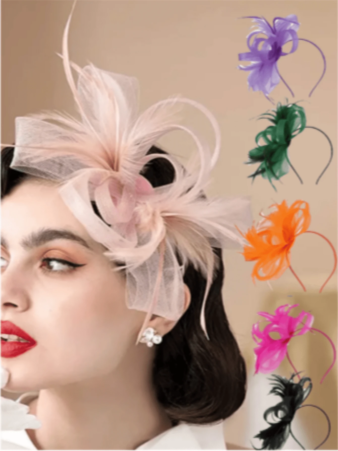 女士头饰帽子，优雅茶会帽，2024年肯塔基德比风格1950年代帽子，羽毛发夹，新娘婚礼派对鸟笼面纱头饰，1920年代阿斯科特赛马会头饰，复古布莱顿毡钟形帽，贝雷帽，1950年代服装帽，黑色丧葬面纱，1940年代连衣裙，维多利亚风格帽子，药盒帽，洛丽塔配饰，送给女性和女孩的礼物，母亲节