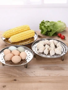 1pc Stainless Steel Steamer Rack, Premium 304 Stainless Steel Steamer Tray With Removable Legs, Suitable For Steamer Pots, Instant Pots, Multi-Function Steamer, Great For Home Kitchen Use, Cooking Toast, Bread, Salad, Baking (Random Color), Kitchen Gadget, Kitchen Accessory - Multicolor - View 3