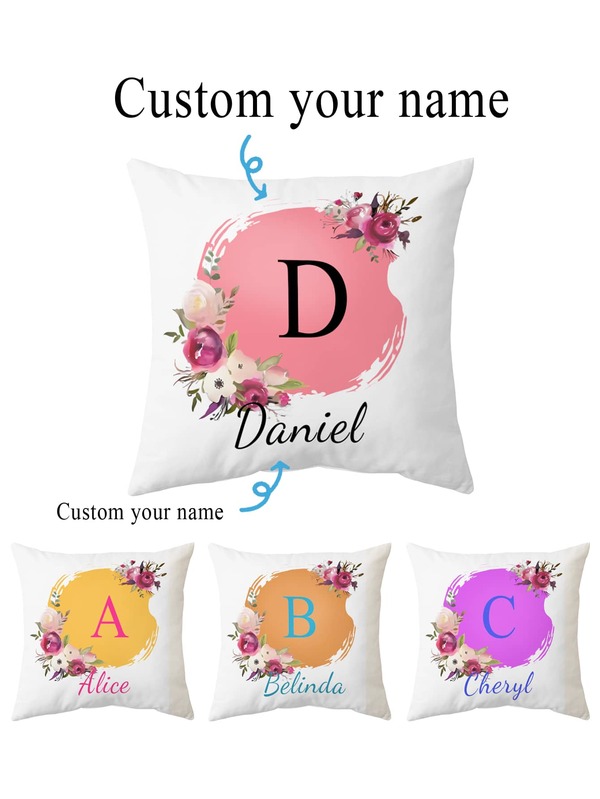 1 Funda de almohada personalizada con nombre impreso, decoración del hogar moderna, recuerdo de boda para la pareja, sin relleno, regalo del día, regalo para el mejor amigo, regalo para mamá/papá. Suave, personalizado, único, regalos ideales personalizados para él, ella, novio, novia, mamá, papá, familia, amigos, mascotas, familia, amigos, cama, coche, dormitorio, salón de té, sala de estar, sofá