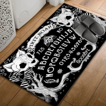 1pc Cat Skull Pattern Anti-Slip Diatomite Carpet, 3D Printed Rectangular Rug For Entryway, Living Room, Kitchen, Bedroom, Hallway, Bathroom, Laundry Room - Polyester Carpet For Indoor Outdoor Home Decor