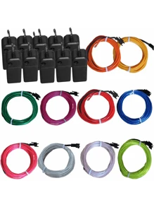 1 Pc, 9.8Ft/16.4Ft Glow EL Wire Cable LED Neon Christmas Dance Party DIY Costumes Clothing Luminous Car Light Decoration Clothes Ball Rave With Battery Drive Box