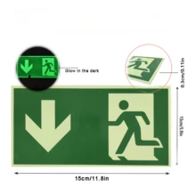 1pc Glow-In-The-Dark Emergency Exit Signs - Durable PE Material, Green Border & White Arrow, Fire & Evacuation Indicators For Workshops, Offices, Public Spaces, Workshop Safety Equipment|Luminous Signs|Green Bordered Signs