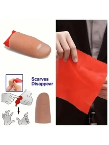 2 piezas de pañuelo de dedo de goma rojo, artículo de magia fácil de aprender, accesorios de magia innovadores, adecuados para actuaciones festivas, regalos de fiesta ideales. - Multicolor - Ver 8