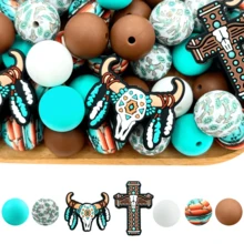 25/40/60pcs Royal Highland Cow Silicone Bead Kit, Suitable For DIY Crafts, Bracelets, Keychains And Jewelry Making - Silicone Material, Assorted Shapes And Sizes, Fashionable Animal Designs, Versatile Craft Kit - Retro Bull Head Set - View 17