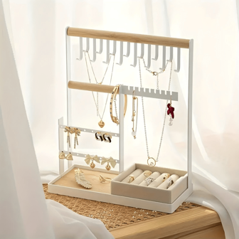 1 pièce Présentoir à bijoux, support de collier, organisateur de stockage de boucles d'oreilles et bagues pour entrée ou exposition pour femmes. Organisateur de stockage, essentiels de voyage, cadeau