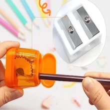 1/12pcs Random Triangle Double Hole Pencil Sharpener, Large Caliber, Fits Thick Pencil, Durable Plastic Manual Pencil Sharpener, No Batteries Required