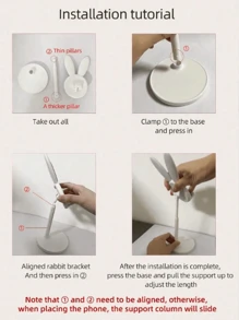 1pc Adjustable Folding Rabbit-Shaped Tabletop Stand For Tablets And Phones, School Supplies,Back To School