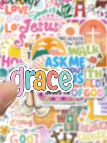 52pcs Jesus Christian Cartoon Graffiti Stickers,Bible Quote Stickers, Cartoon Doodle Stickers, Decorating Mobile Phones, Laptops, Suitcases,Guitars,