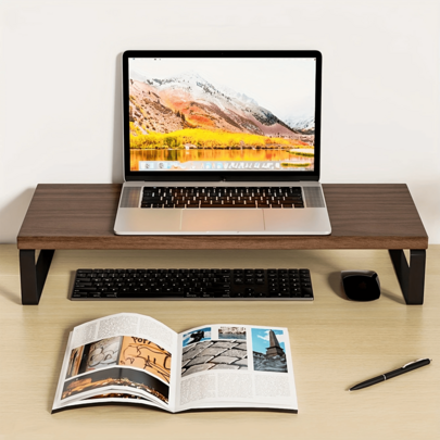 Suporte para monitor de computador, 1 peça, montagem simples, pernas de ferro e superfície de madeira, suporte para exibição, organizador de mesa para material escolar de escritório, volta às aulas