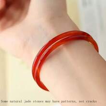 1Pc Natural Ice-Type Crystal Agate Jingle Bracelet, 4mm Thin Crystal Agate Bracelet, Jade Jewelry, Personalized Gift, Fashionable Accessory For Women And Couples, Symbolizing Peace, Freedom And Wealth, Family Happiness, Suitable For Family Gifts, Christmas And Various Festival Party Gifts, Crystal Gifts - Red - View 7