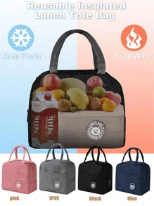 1 szt. Torba termiczna z izolacją termiczną Bear Label, duża pojemność wielokrotnego użytku torba na lunch z wodoodporną przenośną konstrukcją, idealna do szkoły i biura - zachowaj świeżość i smak jedzenia, torba bento, torba podręczna, piknik kuchenny, letnie torby na zewnątrz na żywność, torby piknikowe na kemping