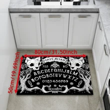 1pc Cat Skull Pattern Anti-Slip Diatomite Carpet, 3D Printed Rectangular Rug For Entryway, Living Room, Kitchen, Bedroom, Hallway, Bathroom, Laundry Room - Polyester Carpet For Indoor Outdoor Home Decor