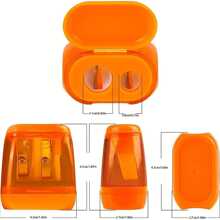 1/12pcs Random Triangle Double Hole Pencil Sharpener, Large Caliber, Fits Thick Pencil, Durable Plastic Manual Pencil Sharpener, No Batteries Required