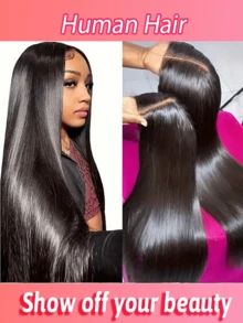 bling hair Wear And Go Glueless Wigs Human Hair Pre Plucked Pre Cut 6x4 Straight Lace Front Wigs Human Hair Wigs For Women No Glue Hd Lace Front Closure Ready To Wear Wigs 180% Density 24 Inch Natural Black - Natural Black - View 2