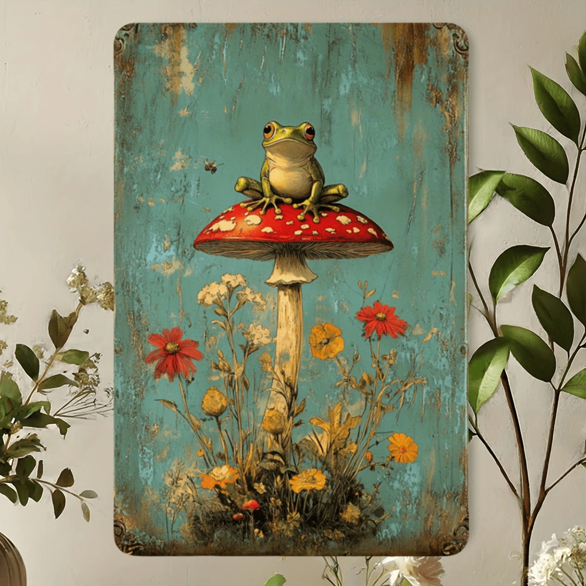 1 件复古金属锡标牌，带有雨林青蛙图案，家居装饰锡艺术，有趣的墙壁艺术，适合家庭、餐厅、酒吧、咖啡厅、车库，尺寸 8 英寸 X 12 英寸，孔样式随机