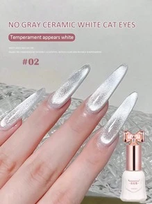SHANGFEIYA 10ml Small Bulb Glass Bead Cat Eye Gel Nail Polish Flash White Not Playing Spar Magnetic Cat Eye Gel Nail Polish White Nails Summer Nails