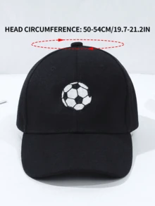2pcs Children's Casual Baseball Cap, Embroidered Soccer & Solid Color Sun Ion Hat For Boys & Girls - Black + Beige (football Embroidery) - View 3